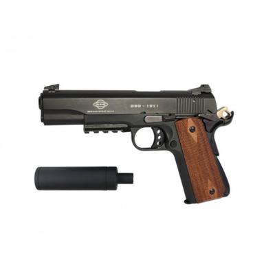 GSG 1911 .22LR Pistol Tactical Black with Moulded Wood Grips and Faux Suppressor H02GSG911TAC
