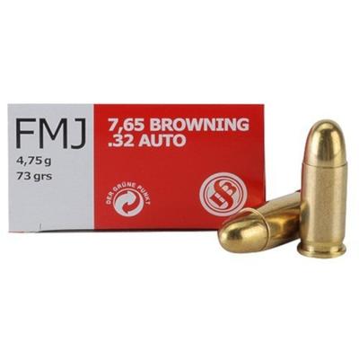 S&B Ammo 32 Auto / 7.65 Browning 73gr FMJ 310232 - Box of 50