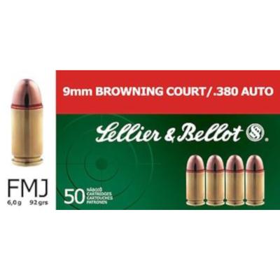 S&B  Ammo .380 Auto / 9mm Browning Court 92GR FMJ - Box of 50