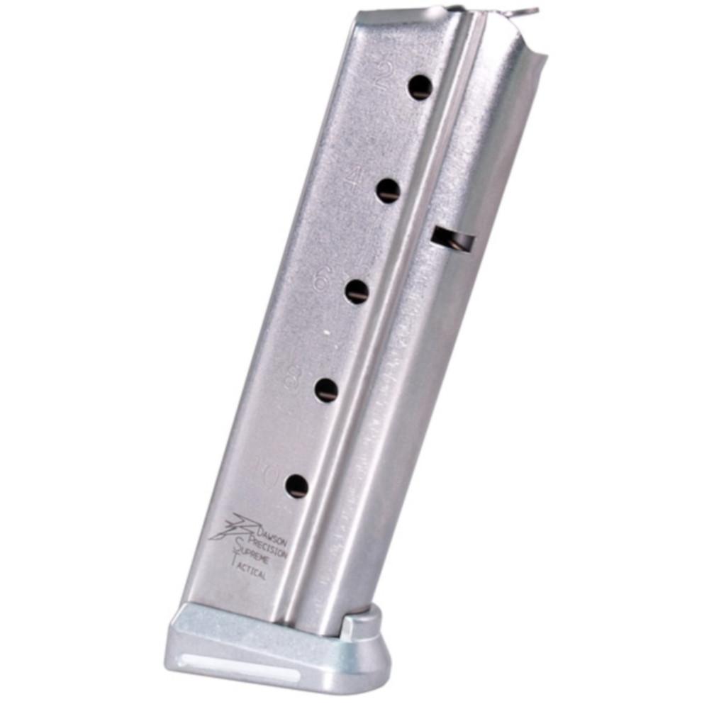  Dawson Precision 1911 Magazine 9mm 10 Rounds Silver Competition Basepads 001- 014