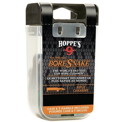 Hoppe's No. 9 Boresnake Snake Den 6mm/.240/.243/.25 Caliber Rifle Length Pull Thru Bore Cleaning Rope with Bronze Brush and Carry Case with Pull Handle Lid
