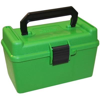 MTM Deluxe Flip-Top Ammo Box with Handle 378 Weatherby Magnum to 500 Nitro Express 50-Round Plastic