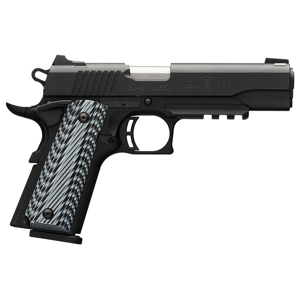  Browning 1911- 380 Black Label Pro Pistol 380 Acp With Rail 8- Round Black With G10 Grips