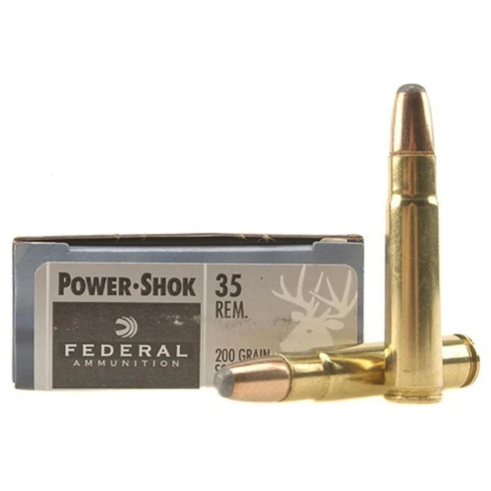  Federal Power- Shok Ammunition 35 Remington 200 Grain Round Nose Soft Point Box Of 20