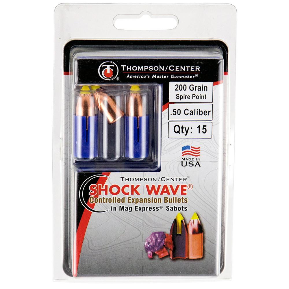 Bullseye North Thompson/Center .50 Caliber 200 Grain Shockwave Spire Point Polymer Tip Sabot