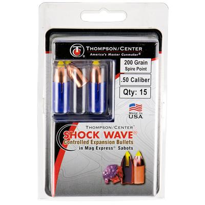 Thompson/Center .50 Caliber 200 Grain Shockwave Spire Point Polymer Tip Sabot Bullet 15-Pack