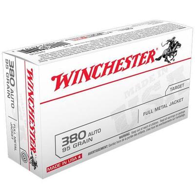 Winchester .380 ACP Ammunition 95 Grain FMJ 955 fps 50rd Box