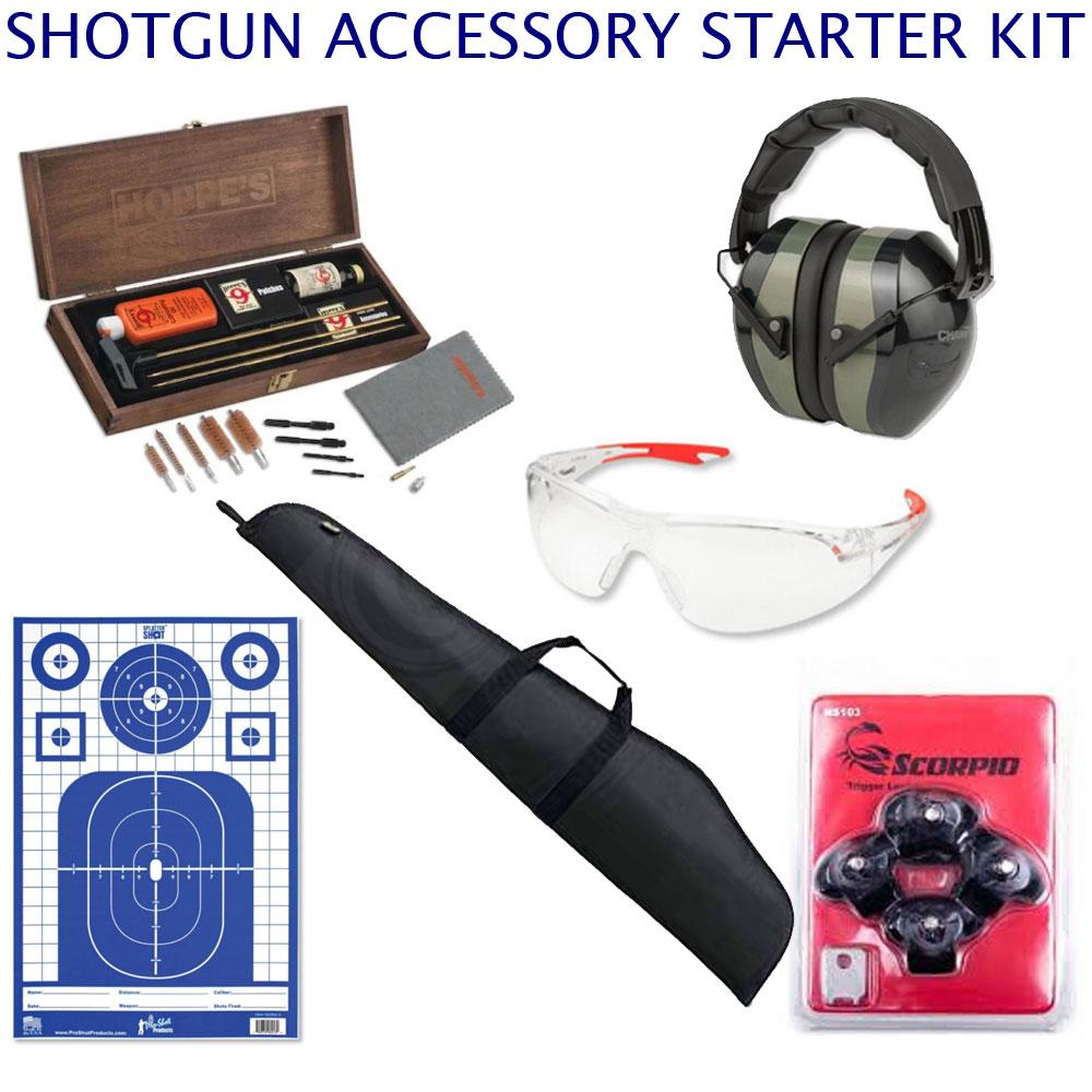  Custom : Shotgun Accessory Starter Kit - Cleaning Kit, Eye & Ear Protection, Case, Targets, Locks