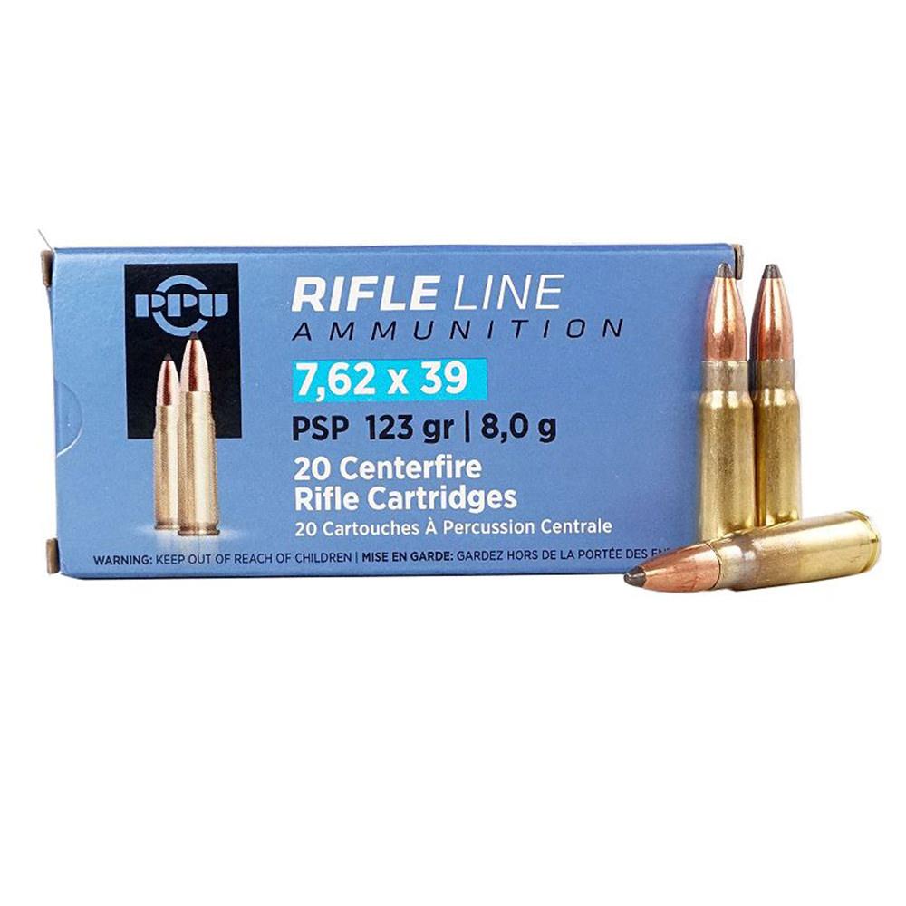 Bullseye North PPU Centerfire Ammunition 7.62x39 PSP 123 Grain, 20 Rounds