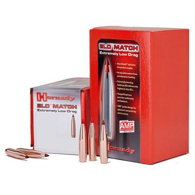 Hornady ELD Match Projectiles .30 Caliber 308 Diameter 155 Grain ELD Match Boat Tail 100 Count