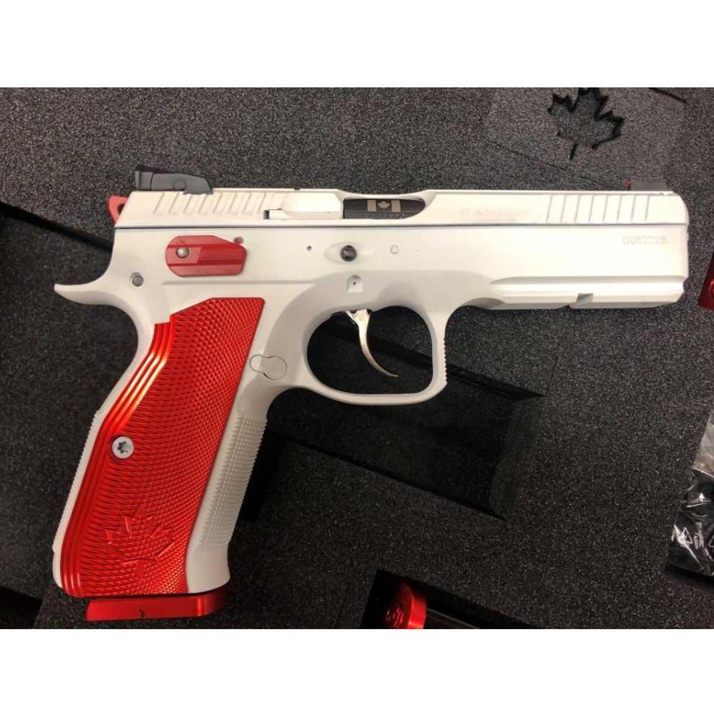  Cz Shadow 2 Canada Edition Semi- Auto Pistol, 9mm, Cerakoted White With Red Grips