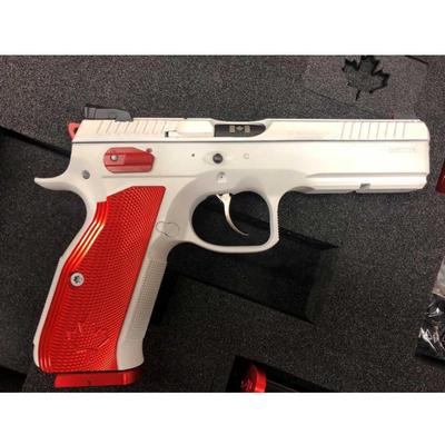 CZ Shadow 2 Canada Edition Semi-Auto Pistol, 9mm, Cerakoted White with Red Grips