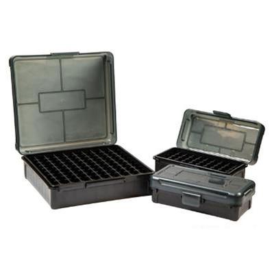 Frankford Arsenal Plastic 50 Round Hinge-Top Ammo Boxes Fits .40 S&W/.45 ACP Polymer Gray