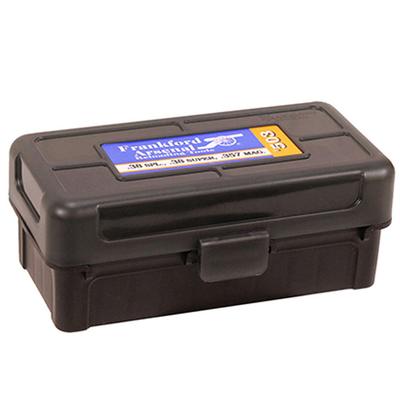 Frankford Arsenal Plastic Hinge-Top Ammo Box 50 Round .38 Spl/.357 Magnum and Similar Polymer Gray