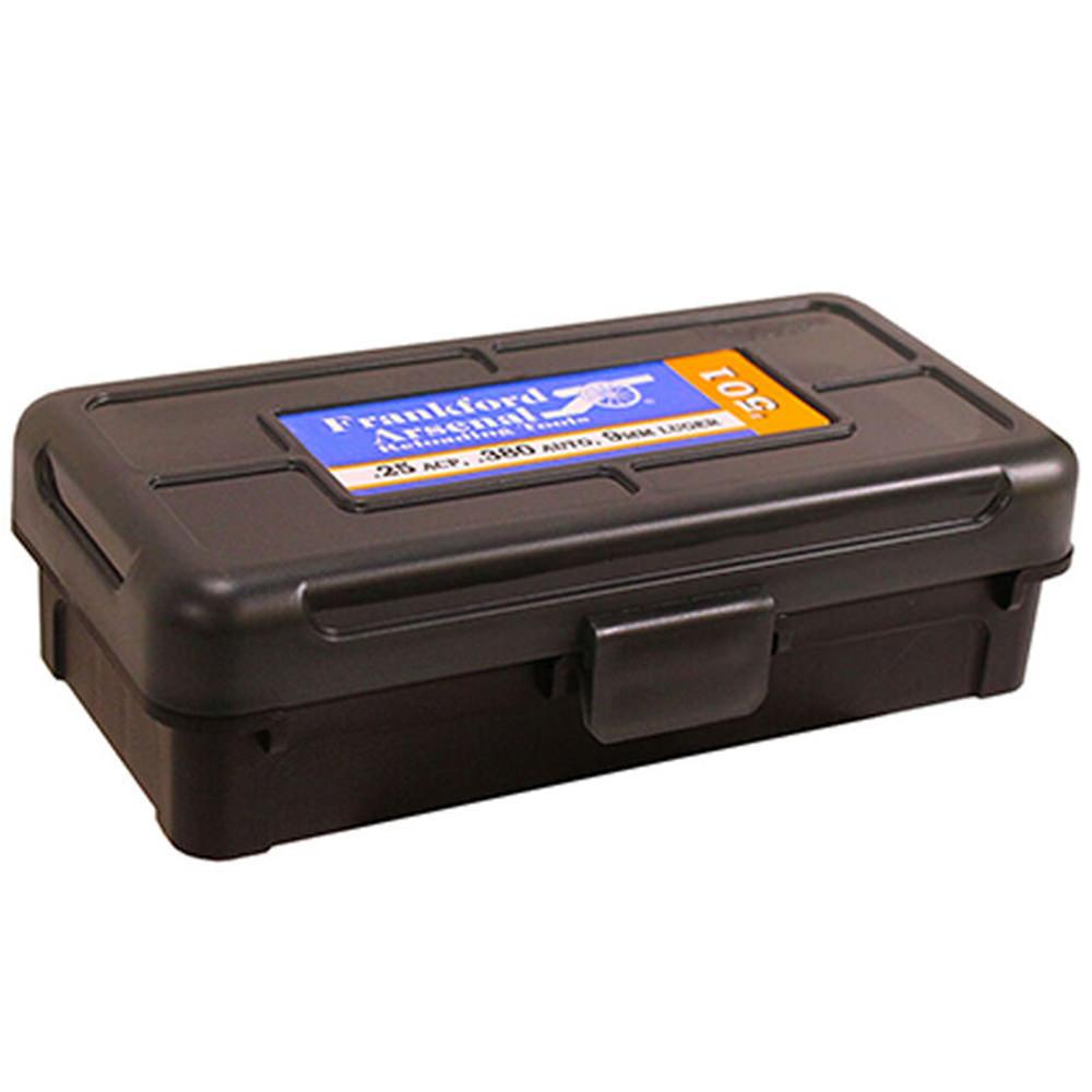 Frankford Arsenal Plastic Hinge- Top Ammo Box 50 Round .380acp/9mm And Similar Polymer Gray