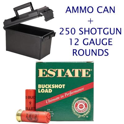 COMBO: 250 Rounds Estate 12 Gauge 00 Buckshot & Ammo Can