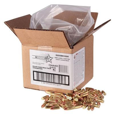 Independence 9mm Luger Ammo 115 Grain FMJ 1000 Rounds