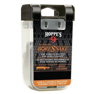 Hoppe's No. 9 Boresnake Snake Den .17/.20 Caliber Pistol Length Pull Thru Bore Cleaning Rope with Bronze Brush and Carry Case with Pull Handle Lid