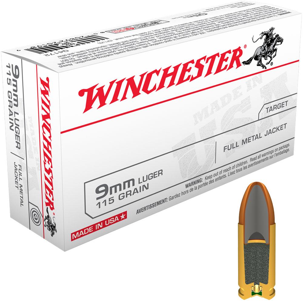  Winchester Ammunition 9mm 115 Grain Fmj - Case, 500 Rounds