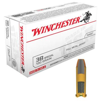 Winchester Ammunition 38 SPL 130 Grain FMJ - Case, 500 Rounds