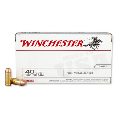 Winchester Ammunition 40 S&W 180 Grain FMJ - Case, 500 Rounds