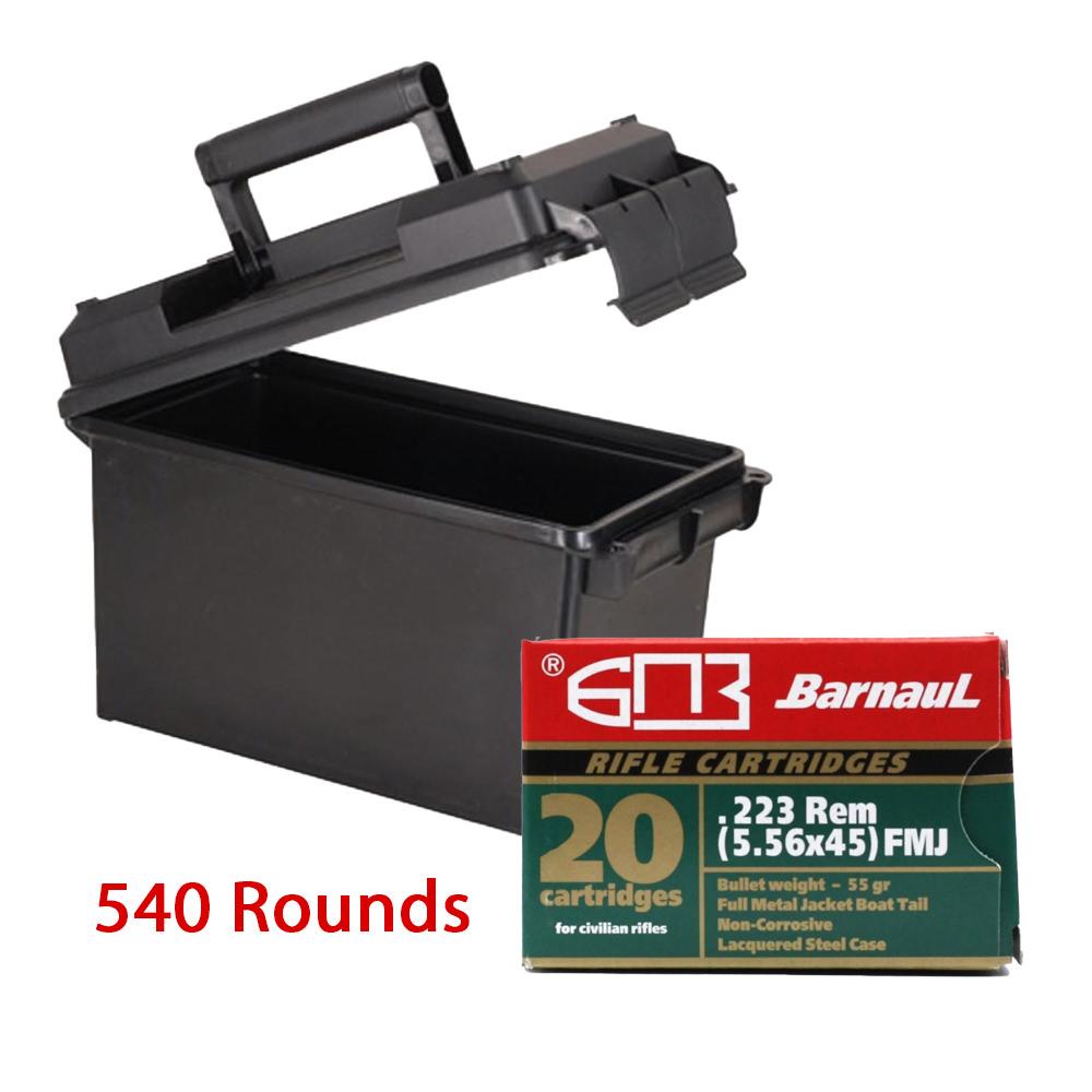  Combo : Barnaul .223 Rem 55gr (5.56x45) Fmj 540 Rounds In Mtm Ammo Can