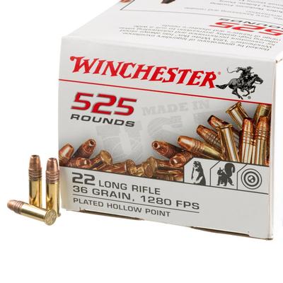 Winchester Ammo 22LR 36GR Plated Hollow - Case, 5250 Rounds