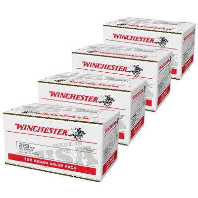 Winchester 223 Rem. 55gr FMJ 4x Value Pack Case - 600 Rounds