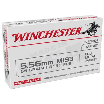 Winchester 5.56 NATO M193 55 Grain FMJ, Box of 20