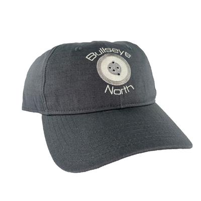 Bullseye North Brand Hat, Low Profile, Hook and Loop Closure, Black, Grey Logo