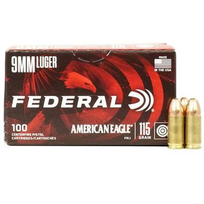 Federal American Eagle Ammo 9mm 115gr FMJ - Box of 100
