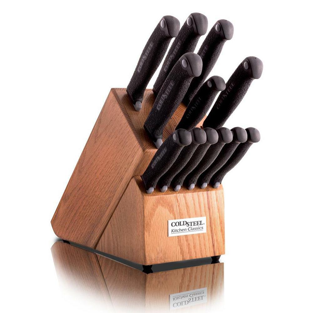  Cold Steel Kitchen Classics Whole Set, Overall Blade Thick 4116 Stainless, Oak Wood