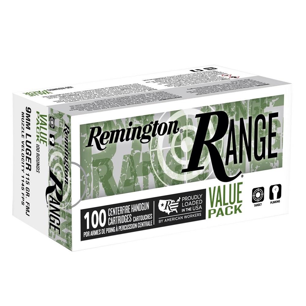  Remington 9mm Luger Ammunition T9mm3b 115 Grain Full Metal Jacket 100 Rounds