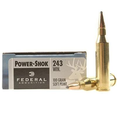 Federal Power-Shok Ammunition 243 Winchester 100 Grain Soft Point, Box of 20