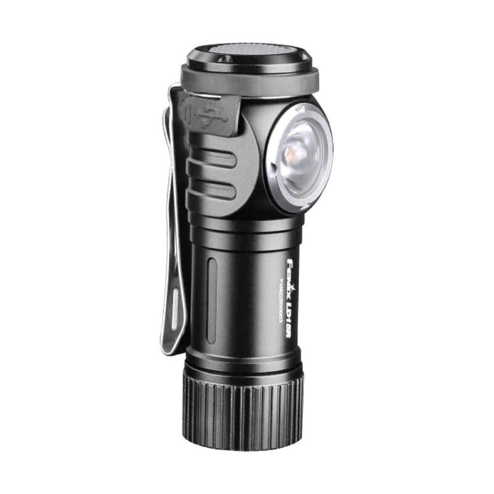  Fenix Ld15r Right- Angled Led Flashlight 500 Lumen Rechargeable 16340 Or Cr123a Battery Aluminum Black