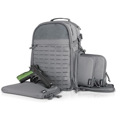 Savior Equipment S.E.M.A. Compact Mobile Arsenal Backpack w/ 3x Lockable Pistol Cases Grey