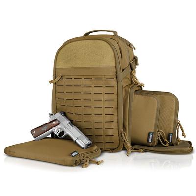 Savior Equipment S.E.M.A. Compact Mobile Arsenal Backpack W/ 3x Lockable Pistol Cases Tan
