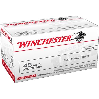 Winchester 45 AUTO USA Target Ammo FMJ 230 GR, 500 Rounds
