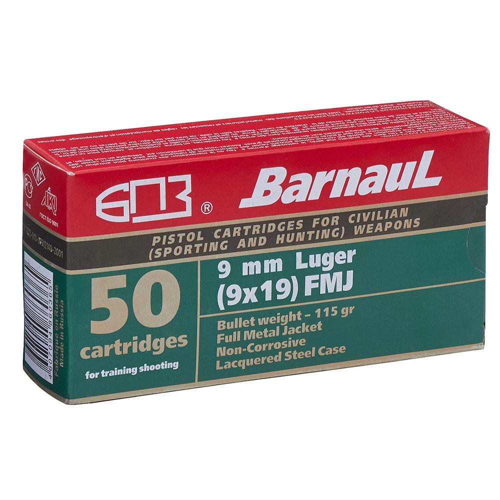  Barnaul 9mm Luger 115gr Fmj, Lacquered Steel Case, Box Of 50