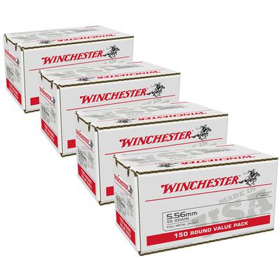 Winchester 5.56 NATO M193 55gr FMJ 4x Value Pack Case - 600 Rounds