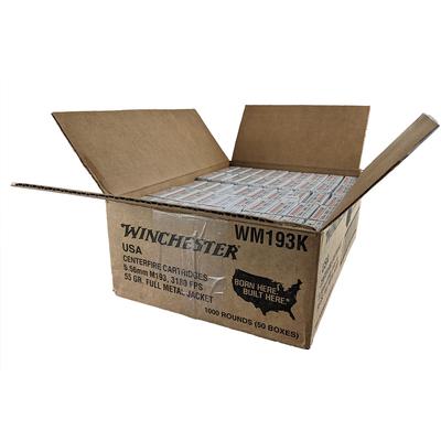 Winchester 5.56 NATO M193 55gr FMJ Case of 50 Boxes - 1000rd