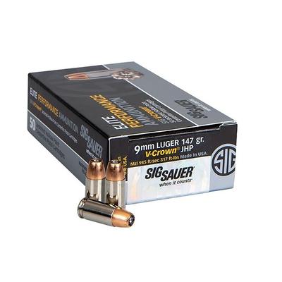 Sig Sauer 9mm 147gr Elite V-Crown JHP Box of 50