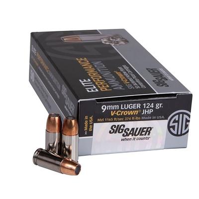 Sig Sauer 9mm 124gr Elite V-Crown JHP Box Of 50