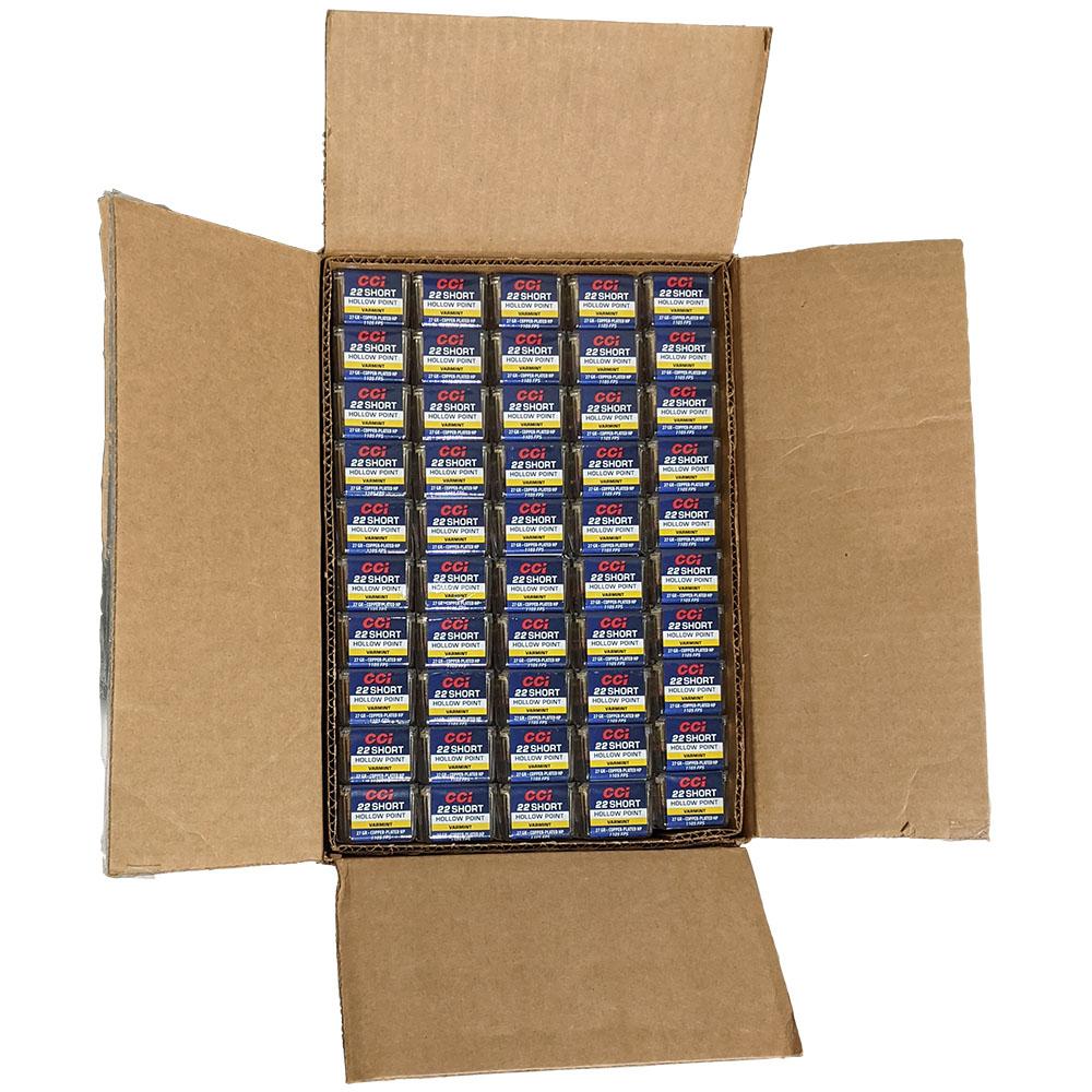  Cci .22 Short 27gr Copper- Plated Hp Case Of 50 Boxes - 5000rd
