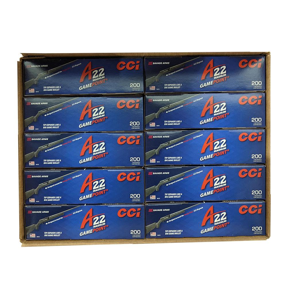  Cci A22 Magnum Gamepoint .22wmr 35gr Jacketed Sp Case Of 10 Boxes - 2000rd