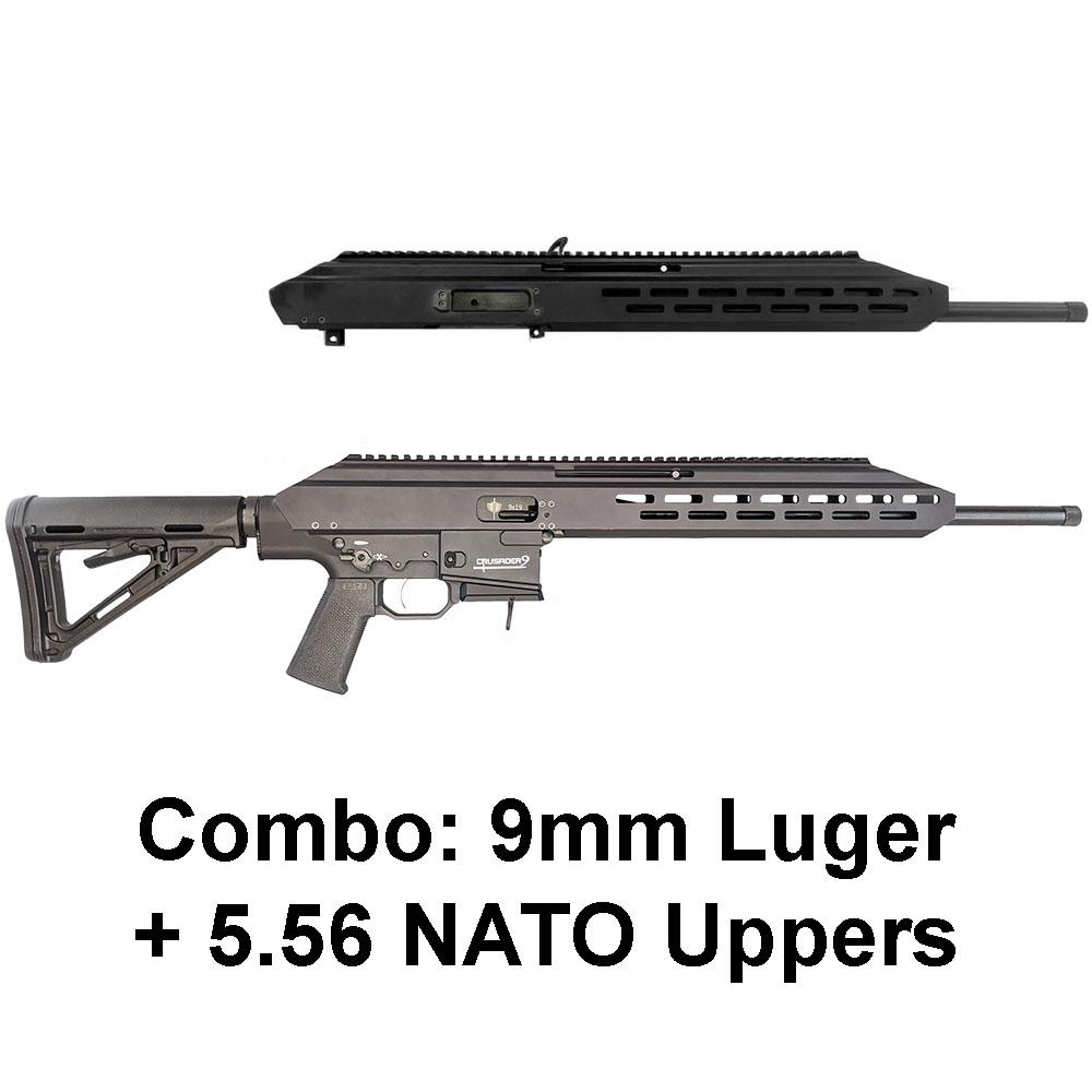  Crusader 9 Rifle Combo 9mm + 5.56mm Uppers, Competition Lower W/Triggertech Trigger And Magpul Furniture
