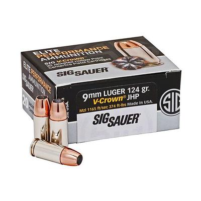 Sig Sauer Elite V-Crown 9mm Luger 124gr JHP, Box of 20