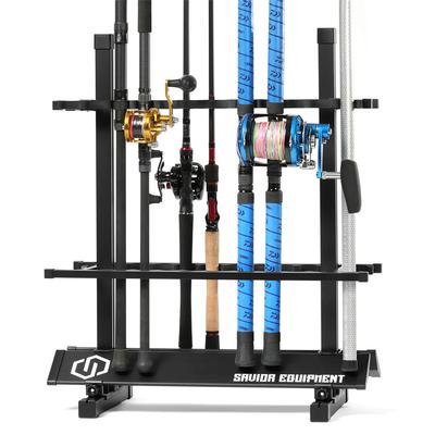 Savior Equipment Aluminum 24-Fishing Rod Rack Black