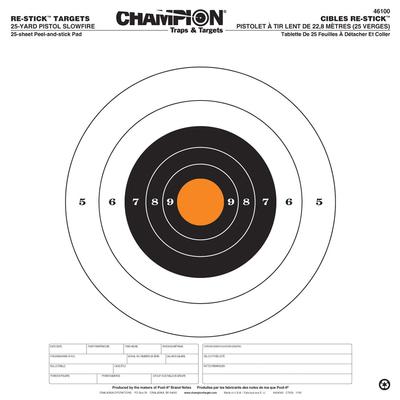 Champion Re-Stick 25yd Pistol Slow Fire Target 14.5