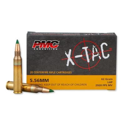 PMC Ammo X-TAC 5.56 NATO 62gr M855 SS109 Penetrator FMJ Green Tip - Box of 20